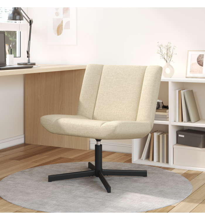 Chaise d'Appoint Crème Tissu en polyester, Base en métal Moyenne | Mobilier & Déco