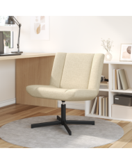 Chaise d'Appoint Crème Tissu en polyester, Base en métal Moyenne | Mobilier & Déco