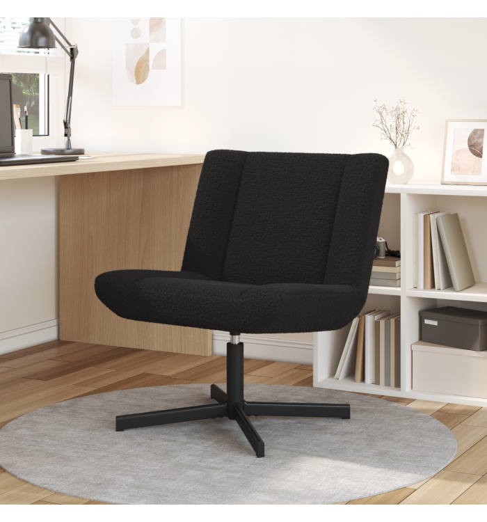 Chaise d'accent Noire Tissu, Métal Moyenne Pivotante | Mobilier & Déco