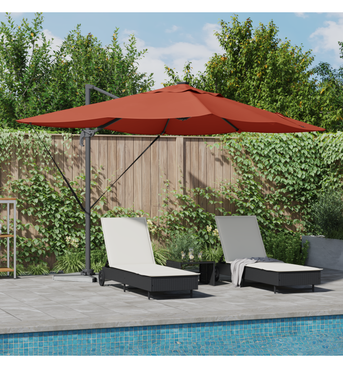 Parasol déporté Roma avec LEDs Terracotta 352x251x265 cm Aluminium | Mobilier & Déco