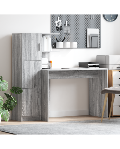 Bureau avec rangement Gris Sonoma Bois d'ingénierie | Mobilier & Déco