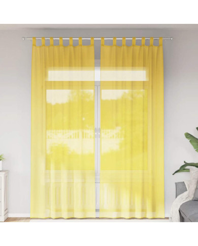 Rideaux en voile avec passe-tringles 2 pcs jaune | Mobilier & Déco