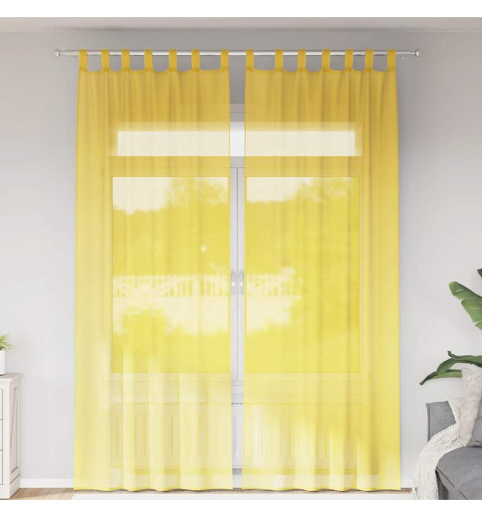 Rideaux en voile avec passe-tringles 2 pcs jaune | Mobilier & Déco