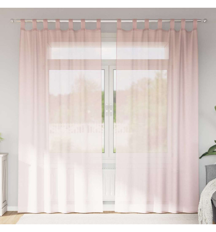 Rideaux en voile avec passe-tringles 2 pcs rose clair | Mobilier & Déco