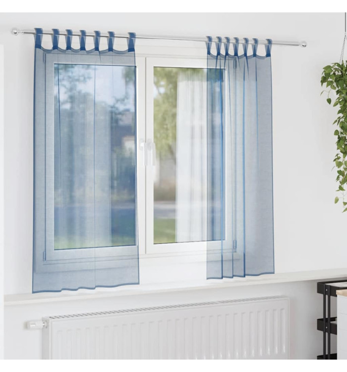 Rideaux en voile avec passe-tringles 2 pcs bleu royal | Mobilier & Déco