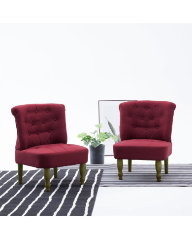 Chaises françaises lot de 2 rouge bordeaux tissu | Mobilier & Déco