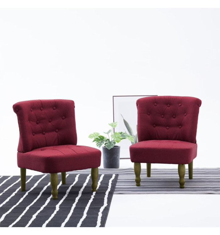 Chaises françaises lot de 2 rouge bordeaux tissu | Mobilier & Déco