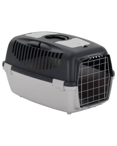 Cage de transport animaux de compagnie gris noir 61x40x38 cm PP | Mobilier & Déco