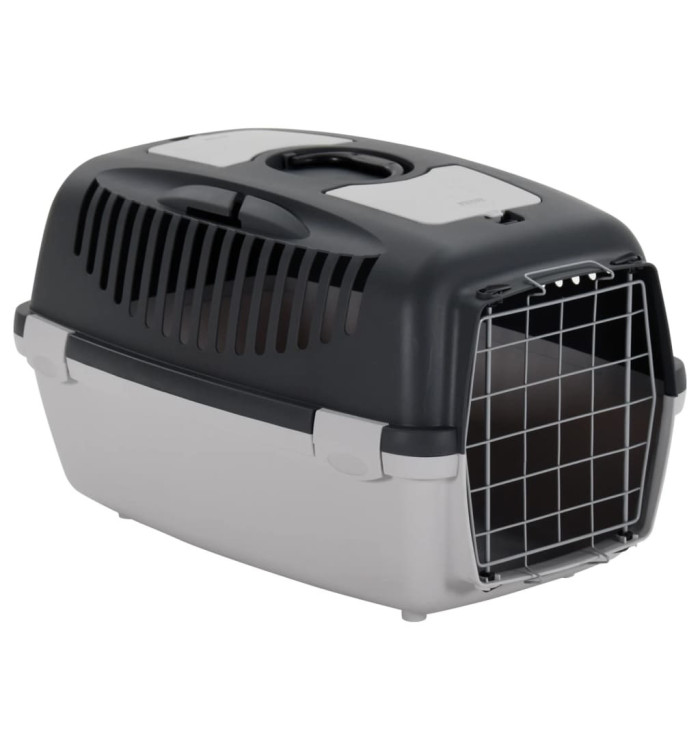 Cage de transport animaux de compagnie gris noir 61x40x38 cm PP | Mobilier & Déco