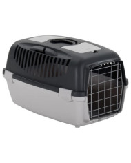 Cage de transport animaux de compagnie gris noir 61x40x38 cm PP | Mobilier & Déco