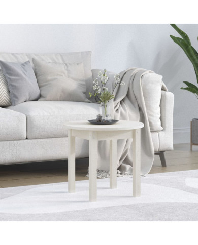 Table basse Blanc Ø 45x40 cm Bois massif de pin | Mobilier & Déco