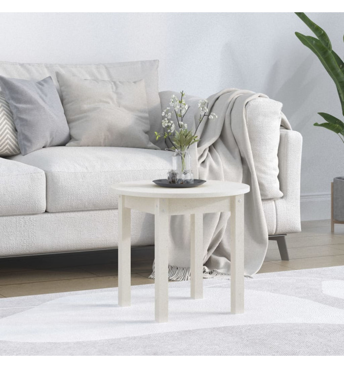 Table basse Blanc Ø 45x40 cm Bois massif de pin | Mobilier & Déco