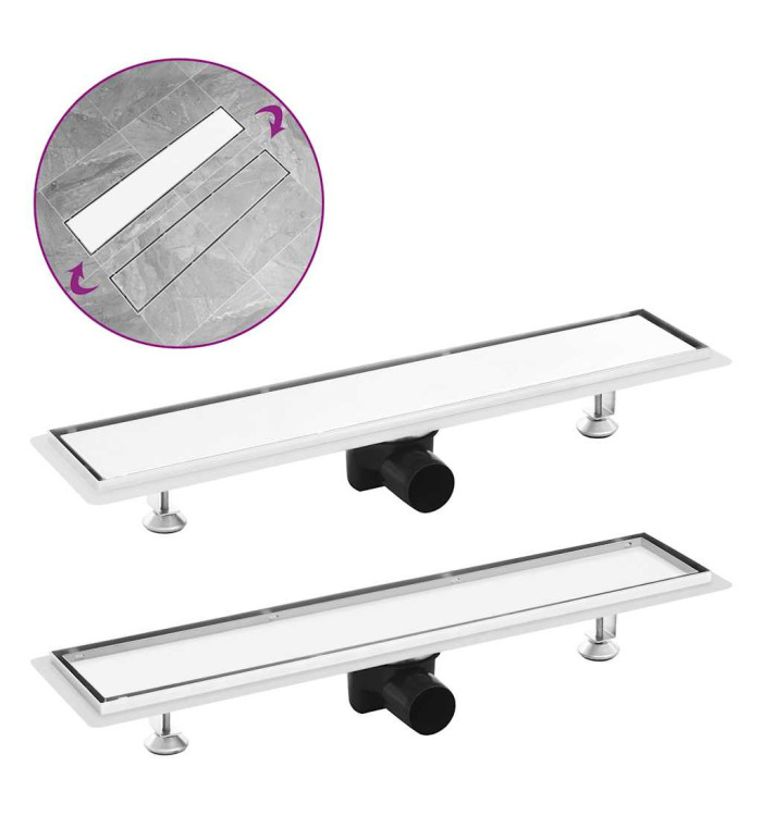 Drain de douche avec couvercle 2 en 1 63x14 cm Acier inoxydable | Mobilier & Déco