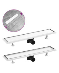 Drain de douche avec couvercle 2 en 1 63x14 cm Acier inoxydable | Mobilier & Déco