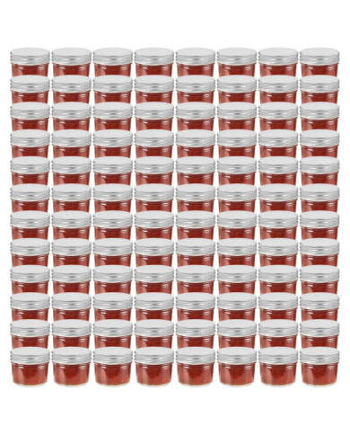 Pots à confiture avec couvercles argentés 96 pcs Verre 110 ml | Mobilier & Déco