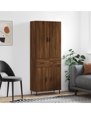 Buffet haut Chêne marron 69,5x34x180 cm Bois d'ingénierie | Mobilier & Déco