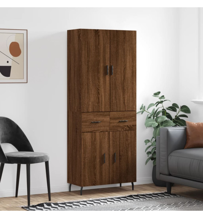 Buffet haut Chêne marron 69,5x34x180 cm Bois d'ingénierie | Mobilier & Déco