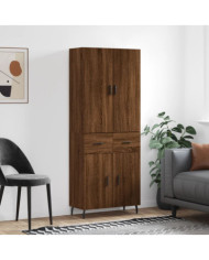 Buffet haut Chêne marron 69,5x34x180 cm Bois d'ingénierie | Mobilier & Déco