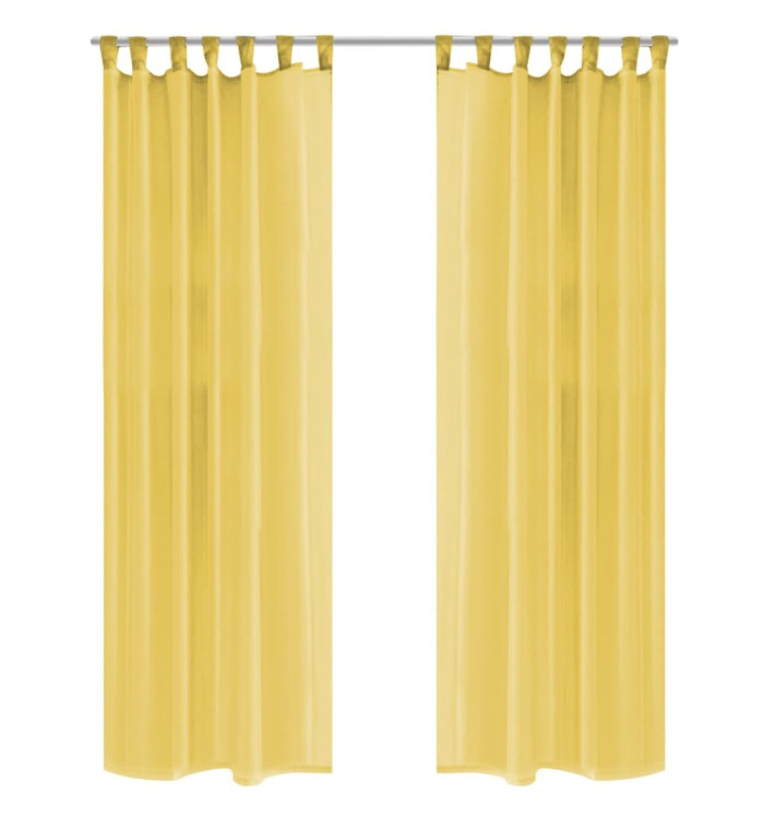 Rideau occultant 2 pcs Voile 140 x 175 cm Jaune | Mobilier & Déco