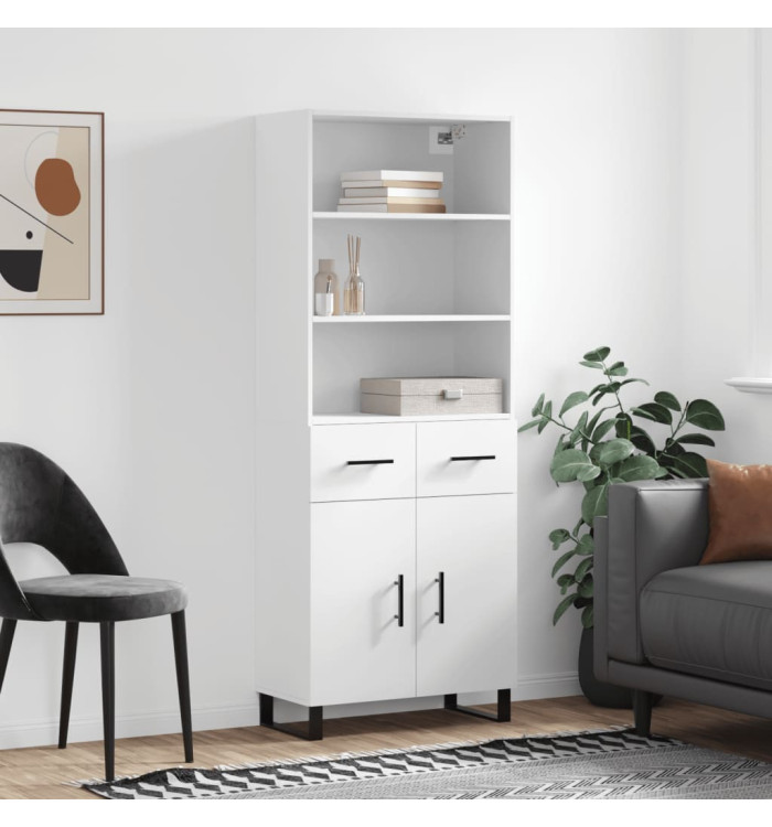 Buffet haut Blanc 69,5x34x180 cm Bois d'ingénierie | Mobilier & Déco