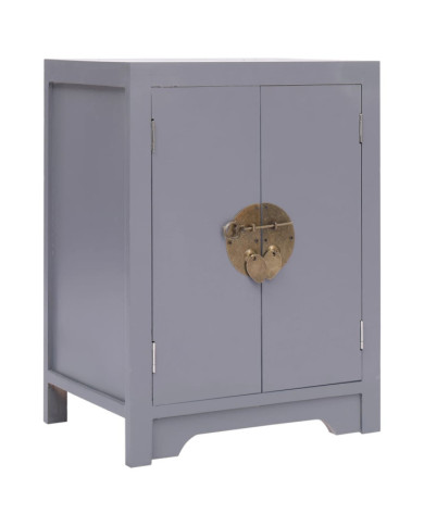 Table de chevet Gris 38x28x52 cm Bois de Paulownia | Mobilier & Déco