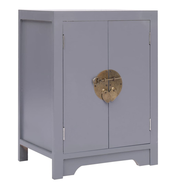 Table de chevet Gris 38x28x52 cm Bois de Paulownia | Mobilier & Déco