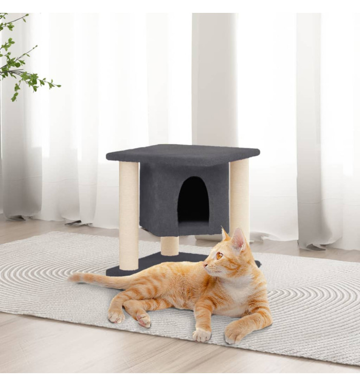 Arbre à chat avec griffoirs en sisal Gris foncé 37 cm | Mobilier & Déco
