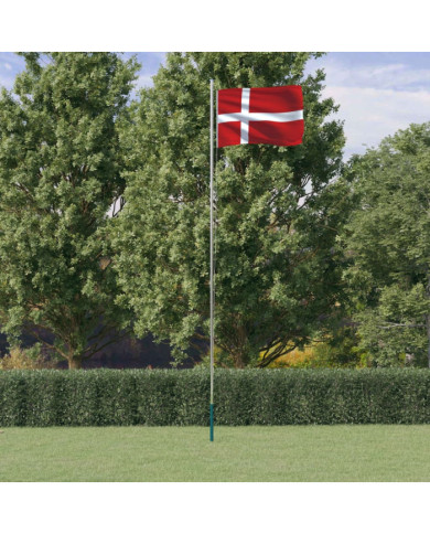 Drapeau du Danemark et mât 6,23 m Aluminium | Mobilier & Déco
