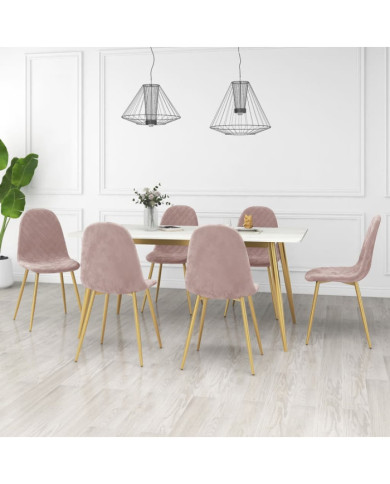 Chaises à manger lot de 6 rose velours | Mobilier & Déco