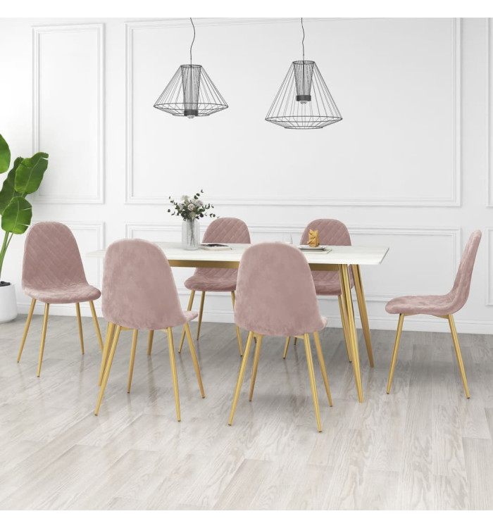 Chaises à manger lot de 6 rose velours | Mobilier & Déco