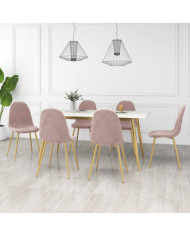Chaises à manger lot de 6 rose velours | Mobilier & Déco
