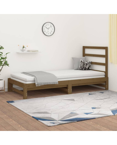 Lit coulissant sans matelas marron miel 2x(90x200) cm | Mobilier & Déco