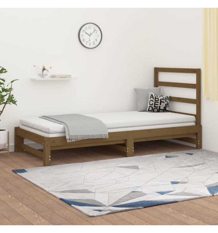 Lit coulissant sans matelas marron miel 2x(90x200) cm | Mobilier & Déco