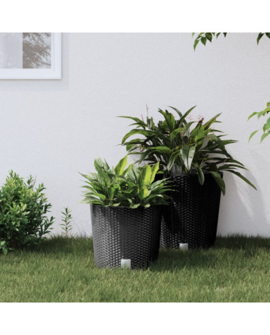Jardinière et intérieur amovible anthracite 15 /15,3 L rotin PP | Mobilier & Déco