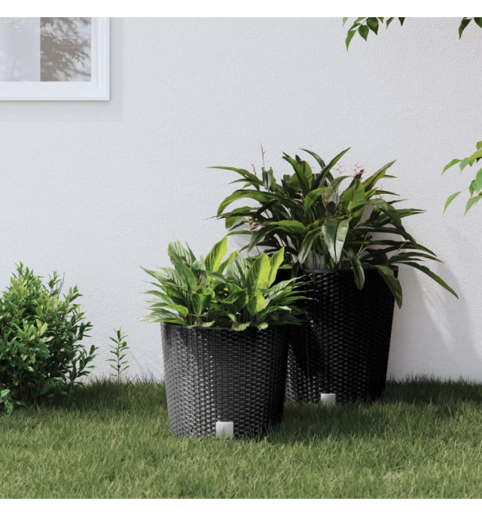 Jardinière et intérieur amovible anthracite 15 /15,3 L rotin PP | Mobilier & Déco