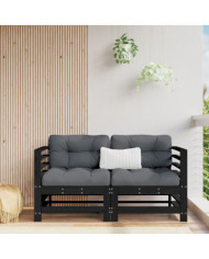 Canapés d'angle avec coussins 2 pcs noir bois de pin massif | Mobilier & Déco