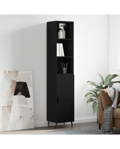 Buffet haut Noir 34,5x34x180 cm Bois d'ingénierie | Mobilier & Déco