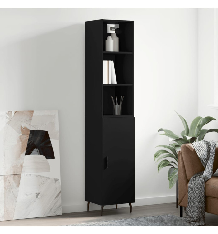 Buffet haut Noir 34,5x34x180 cm Bois d'ingénierie | Mobilier & Déco
