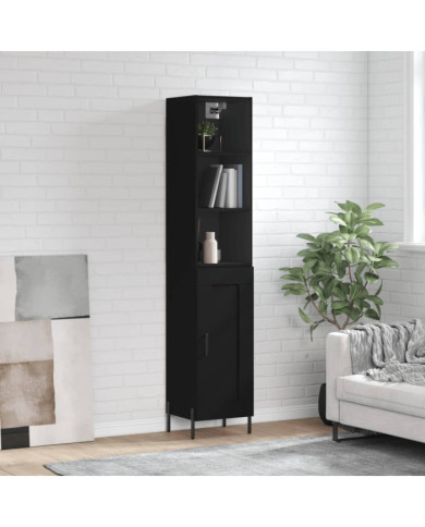 Buffet haut Noir 34,5x34x180 cm Bois d'ingénierie | Mobilier & Déco