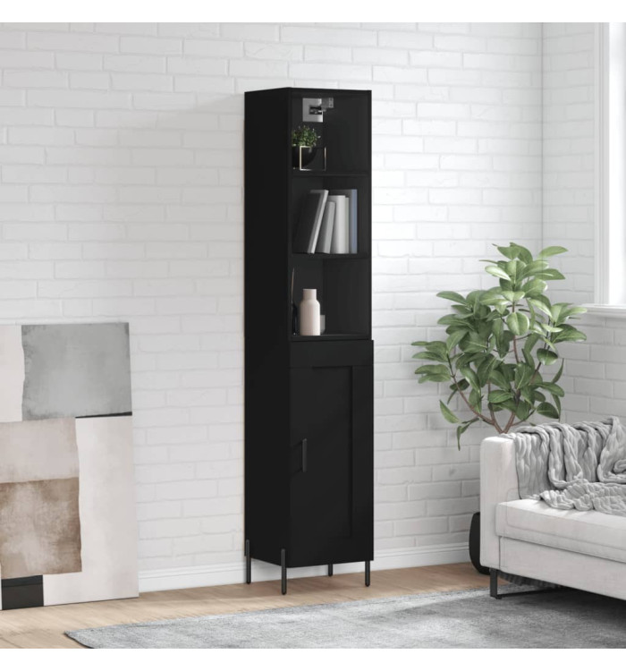 Buffet haut Noir 34,5x34x180 cm Bois d'ingénierie | Mobilier & Déco