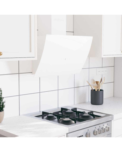 Hotte murale 60 cm Acier et verre trempé Blanc | Mobilier & Déco
