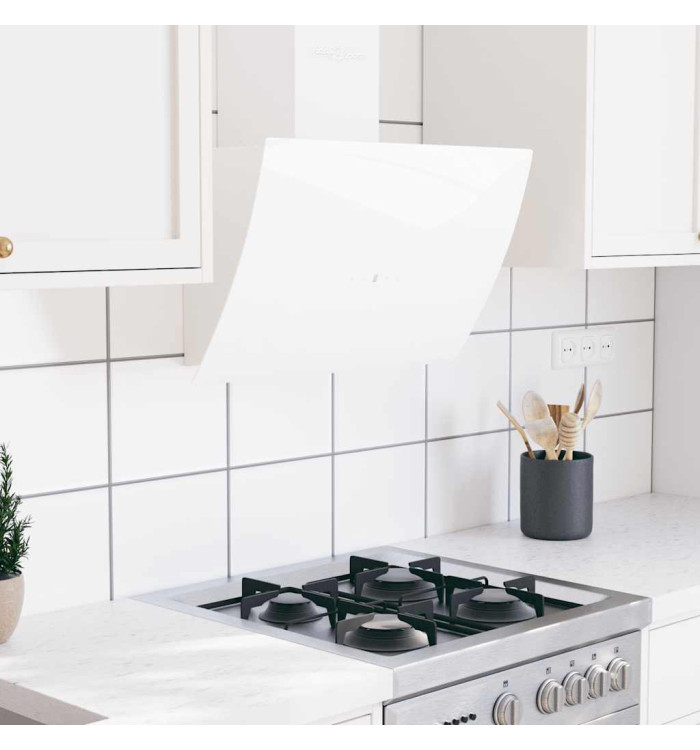 Hotte murale 60 cm Acier et verre trempé Blanc | Mobilier & Déco