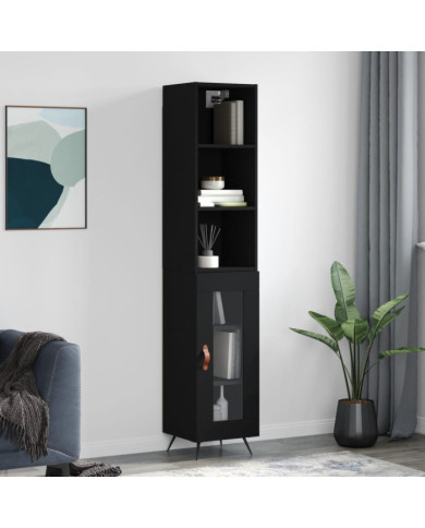 Buffet haut Noir 34,5x34x180 cm Bois d'ingénierie | Mobilier & Déco