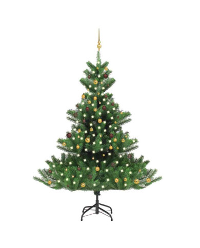 Sapin de Noël artificiel Nordmann avec LED et boules Vert 240cm | Mobilier & Déco
