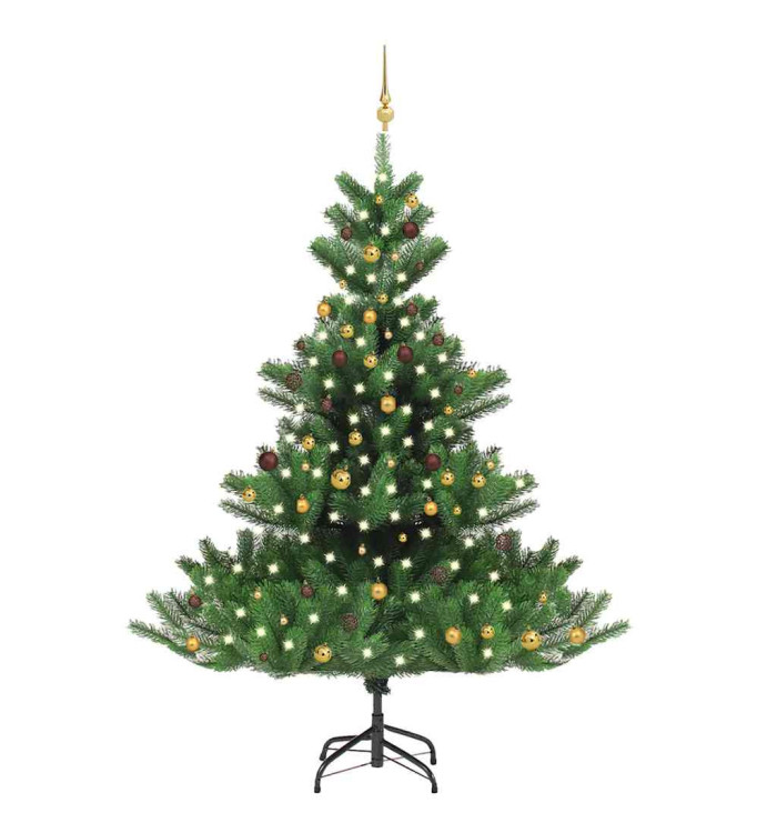 Sapin de Noël artificiel Nordmann avec LED et boules Vert 240cm | Mobilier & Déco