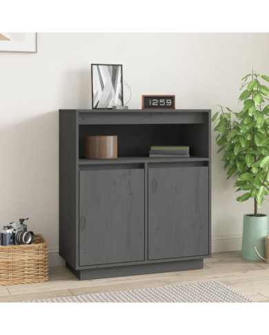 Buffet Gris 70x34x80 cm Bois massif de pin | Mobilier & Déco