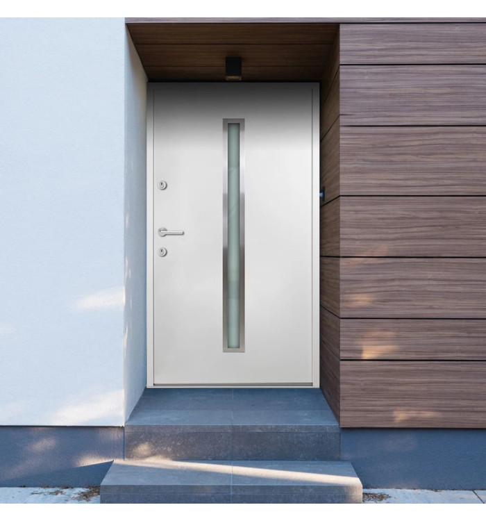 Porte d'entrée Aluminium Blanc 110x207,5 cm | Mobilier & Déco