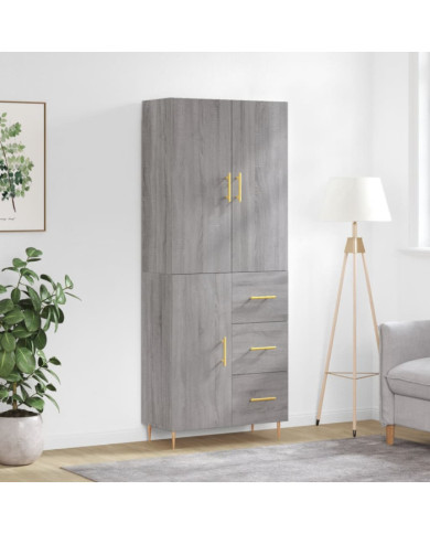 Buffet haut Sonoma gris 69,5x34x180 cm Bois d'ingénierie | Mobilier & Déco