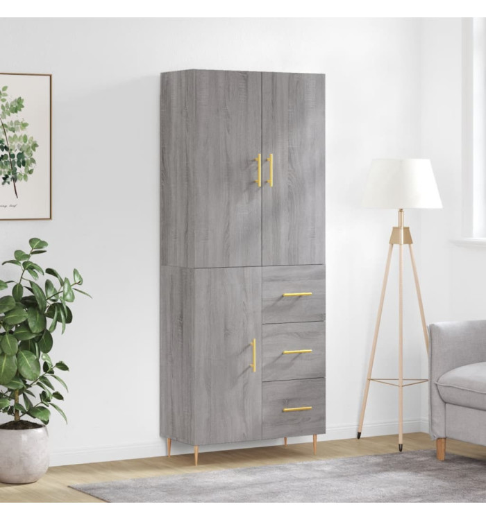 Buffet haut Sonoma gris 69,5x34x180 cm Bois d'ingénierie | Mobilier & Déco