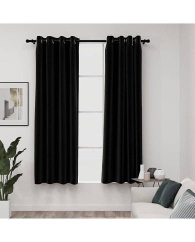 Rideaux occultants Aspect de lin 2 pcs Anthracite 140x175 cm | Mobilier & Déco